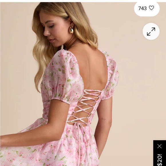 Sincerely Wondrous Pink Floral Puff Sleeve Tiered Midi Dress - Picture 2 of 3